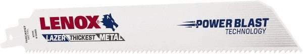 Lenox - 9" Long x 1" Thick, Bi-Metal Reciprocating Saw Blade - Straight Profile, 8 TPI, Toothed Edge - Benchmark Tooling