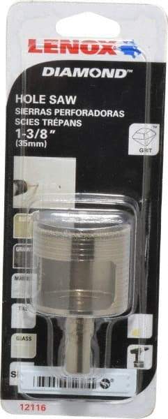 Lenox - 1-3/8" Diam, 1-1/8" Cutting Depth, Hole Saw - Diamond Grit Saw, Continuous Edge - Benchmark Tooling