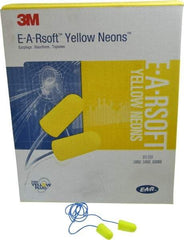 3M - Disposable, Corded, 33 dB Earplugs - Yellow, 200 Pairs - Benchmark Tooling