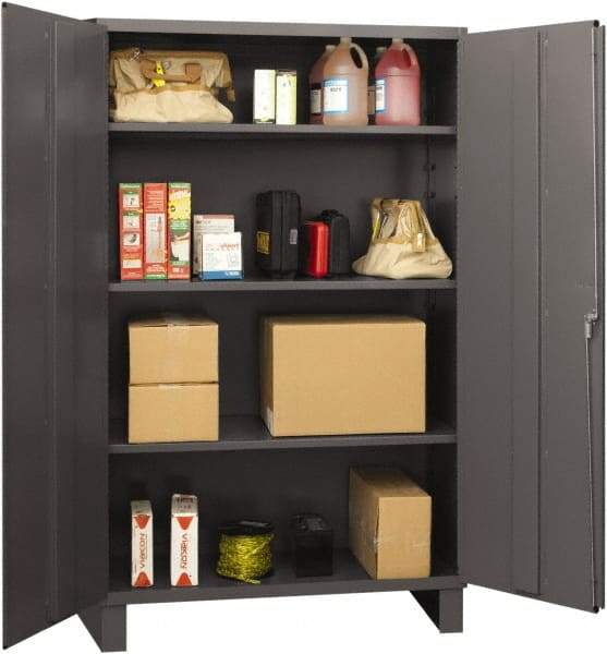 Durham - 3 Shelf Locking Storage Cabinet - Steel, 48" Wide x 24" Deep x 72" High, Gray - Benchmark Tooling