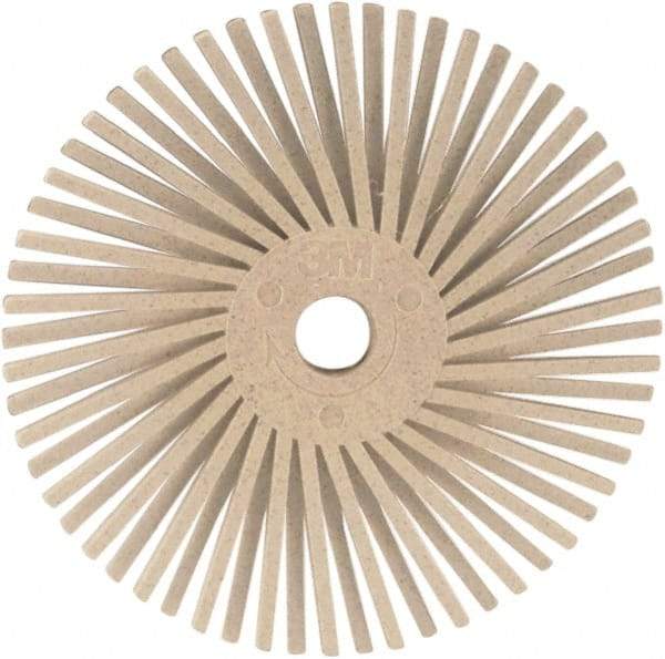 3M - 3" 120 Grit Ceramic Tapered Disc Brush - Fine Grade, Plain Hole Connector, 1" Trim Length, 0.37" Arbor Hole - Benchmark Tooling