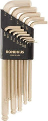 Bondhus - 13 Piece L-Key Ball End Hex Key Set - Hex Range 0.05 to 3/8", Steel - Benchmark Tooling