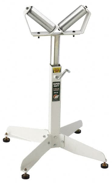 HTC - 26-1/2 Inch to 43-1/2 Inch High Heavy Duty Inch V Inch Roller Support - 500 Lbs. Limit, with 2 and 4 Inch Wide Rollers - Benchmark Tooling