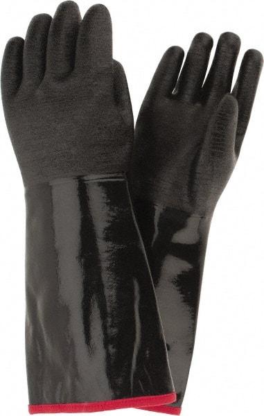 PIP - Size L (9), 18" Long, Supported, Neoprene Chemical Resistant Gloves - Textured Finish, Foam Lined, Gauntlet Cuff, ANSI Abrasion Level 3, ANSI Cut Level 0, ANSI Puncture Level 1, Black - Benchmark Tooling