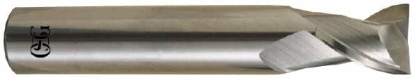 OSG - 13/32", 9/16" LOC, 7/16" Shank Diam, 2-3/4" OAL, 2 Flute, Solid Carbide Square End Mill - Single End, Uncoated, Spiral Flute, 30° Helix, Centercutting, Right Hand Cut, Right Hand Flute, Series 2021 - Benchmark Tooling