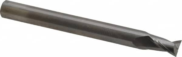 OSG - 1/4", 3/8" LOC, 1/4" Shank Diam, 2-1/2" OAL, 2 Flute, Solid Carbide Square End Mill - Single End, Uncoated, Spiral Flute, 30° Helix, Centercutting, Right Hand Cut, Right Hand Flute, Series 2021 - Benchmark Tooling
