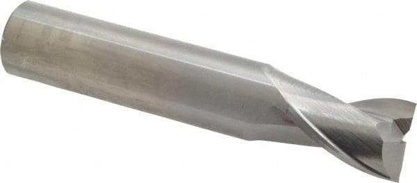 OSG - 3/4", 1" LOC, 3/4" Shank Diam, 4" OAL, 2 Flute, Solid Carbide Square End Mill - Single End, Uncoated, Spiral Flute, 30° Helix, Centercutting, Right Hand Cut, Right Hand Flute, Series 2021 - Benchmark Tooling