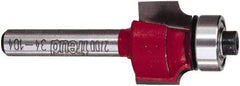 Freud - 3/4" Cut Diam, 1/2" Length of Cut, 0 Flute Round-Over Edge Profile Router Bit - Carbide-Tipped, 1/4" Shank Diam, 2-3/16" OAL, Proprietary Coating - Benchmark Tooling