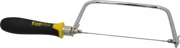 Stanley - 6-1/2" Steel Blade Coping Saw - ABS, TPR Handle, Ergonomic, 13-1/4" OAL, 4-3/4" Throat Depth - Benchmark Tooling