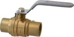 Value Collection - 1" Pipe, Full Port, Brass Standard Ball Valve - Inline - One Way Flow, Soldered x Soldered Ends, Lever Handle, 500 WOG - Benchmark Tooling