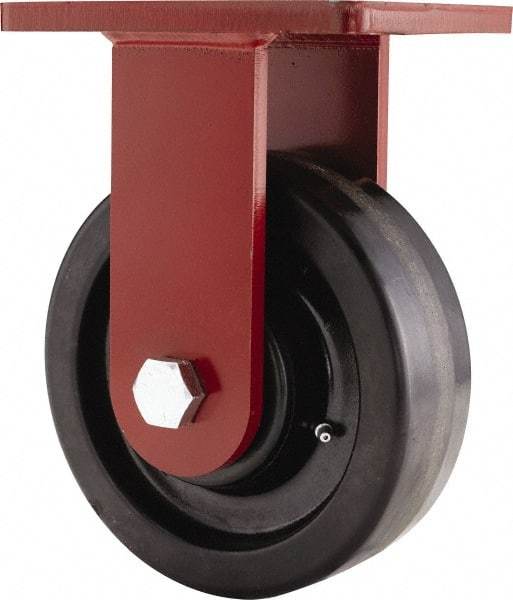 Hamilton - 8" Diam x 2-1/2" Wide x 10-1/2" OAH Top Plate Mount Rigid Caster - Phenolic, 2,000 Lb Capacity, Tapered Roller Bearing, 5-1/2 x 7-1/2" Plate - Benchmark Tooling