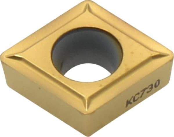 Kennametal - CCMT432 LF Grade KC730 Carbide Turning Insert - TiN Finish, 80° Diamond, 1/2" Inscr Circle, 3/16" Thick, 1/32" Corner Radius - Benchmark Tooling