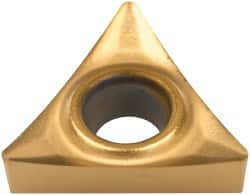 Kennametal - TCGT21.51 HP Grade KC730 Carbide Turning Insert - TiN Finish, 60° Triangle, 1/4" Inscr Circle, 3/32" Thick, 1/64" Corner Radius - Benchmark Tooling