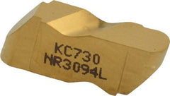 Kennametal - 3094NR Grade KC730, 4.78mm Cutting Width Carbide Grooving Insert - 3.81mm Max Depth of Cut, Left Hand, 2.39mm Corner Radius, TiN Finish - Benchmark Tooling