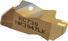 Kennametal - 3047NR K Grade KC730, 2.39mm Cutting Width Carbide Grooving Insert - 3.81mm Max Depth of Cut, Left Hand, 1.19mm Corner Radius, TiN Finish - Benchmark Tooling