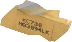 Kennametal - 3094NG K Grade KC730, 2.39mm Cutting Width Carbide Grooving Insert - 3.81mm Max Depth of Cut, Left Hand, 0.19mm Corner Radius, TiN Finish - Benchmark Tooling