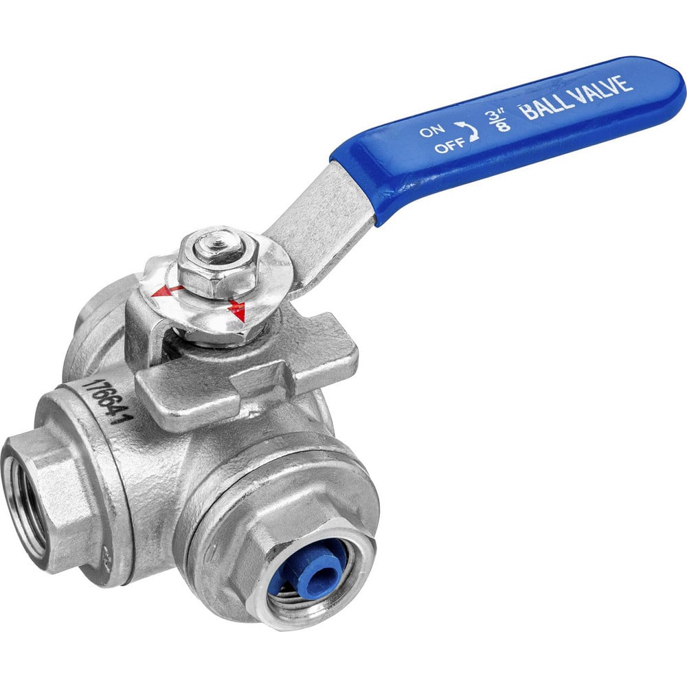 Three Way Ball Valve:  Standard Port, Threaded,
