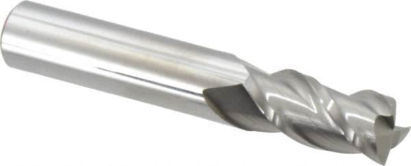 Accupro - 1/2", 3 Flute, Single End, Solid Carbide, 0.015" Corner Radius End Mill - 3" OAL, 40° Helix, Right Hand Flute, 1" LOC, Right Hand Cut - Benchmark Tooling