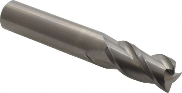 Accupro - 1/2", 3 Flute, Single End, Solid Carbide, 0.02" Corner Radius End Mill - 3" OAL, 40° Helix, Right Hand Flute, 1" LOC, Right Hand Cut - Benchmark Tooling