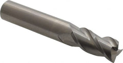 Accupro - 1/2", 3 Flute, Single End, Solid Carbide, 0.02" Corner Radius End Mill - 3" OAL, 40° Helix, Right Hand Flute, 1" LOC, Right Hand Cut - Benchmark Tooling