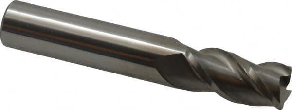 Accupro - 1/2", 3 Flute, Single End, Solid Carbide, 0.045" Corner Radius End Mill - 3" OAL, 40° Helix, Right Hand Flute, 1" LOC, Right Hand Cut - Benchmark Tooling