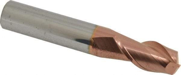 Accupro - 1/2", 2 Flute, Single End, Solid Carbide, 0.09" Corner Radius End Mill - 3" OAL, 40° Helix, Right Hand Flute, 1" LOC, Right Hand Cut - Benchmark Tooling