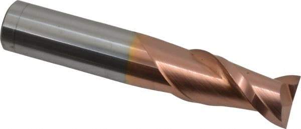 Accupro - 5/8", 2 Flute, Single End, Solid Carbide, 0.01" Corner Radius End Mill - 3-1/2" OAL, 40° Helix, Right Hand Flute, 1-1/4" LOC, Right Hand Cut - Benchmark Tooling