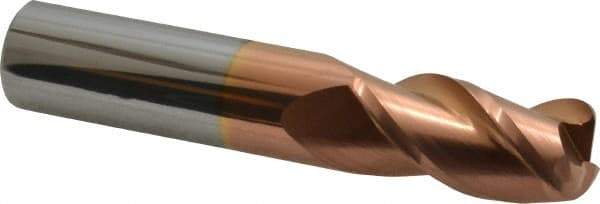 Accupro - 3/4", 3 Flute, Single End, Solid Carbide, 1/8" Corner Radius End Mill - 4" OAL, 40° Helix, Right Hand Flute, 1-1/2" LOC, Right Hand Cut - Benchmark Tooling