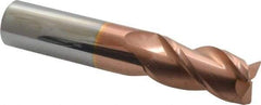 Accupro - 3/4", 3 Flute, Single End, Solid Carbide, 0.03" Corner Radius End Mill - 4" OAL, 40° Helix, Right Hand Flute, 1-1/2" LOC, Right Hand Cut - Benchmark Tooling