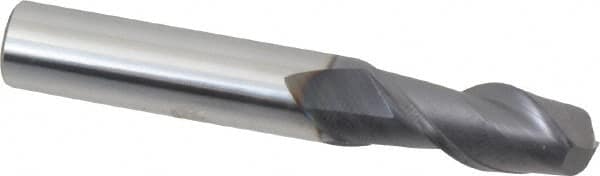 Accupro - 3/8", 2 Flute, Single End, Solid Carbide, 1/8" Corner Radius End Mill - 2-1/2" OAL, 40° Helix, Right Hand Flute, 7/8" LOC, Right Hand Cut - Benchmark Tooling