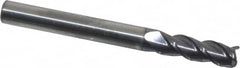 Accupro - 1/4", 3 Flute, Single End, Solid Carbide, 0.03" Corner Radius End Mill - 2-1/2" OAL, 40° Helix, Right Hand Flute, 3/4" LOC, Right Hand Cut - Benchmark Tooling