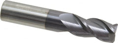 Accupro - 3/4", 3 Flute, Single End, Solid Carbide, 0.06" Corner Radius End Mill - 4" OAL, 40° Helix, Right Hand Flute, 1-1/2" LOC, Right Hand Cut - Benchmark Tooling