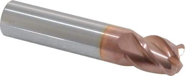 Accupro - 1/2", 4 Flute, Single End, Solid Carbide, 0.09" Corner Radius End Mill - 2-1/2" OAL, 40° Helix, Right Hand Flute, 5/8" LOC, Right Hand Cut - Benchmark Tooling