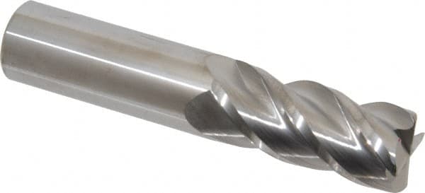 Accupro - 1", 4 Flute, Single End, Solid Carbide, 0.06" Corner Radius End Mill - 5" OAL, 40° Helix, Right Hand Flute, 2-1/4" LOC, Right Hand Cut - Benchmark Tooling