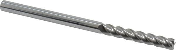 Accupro - 1/4", 4 Flute, Single End, Solid Carbide, 0.02" Corner Radius End Mill - 4" OAL, 40° Helix, Right Hand Flute, 1-1/2" LOC, Right Hand Cut - Benchmark Tooling