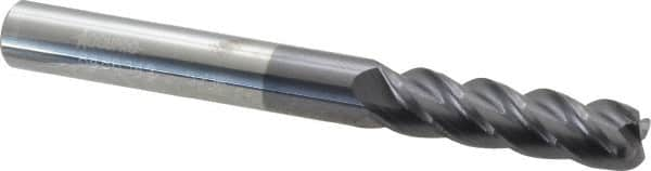 Accupro - 5/16", 4 Flute, Single End, Solid Carbide, 0.06" Corner Radius End Mill - 3" OAL, 40° Helix, Right Hand Flute, 1-1/8" LOC, Right Hand Cut - Benchmark Tooling