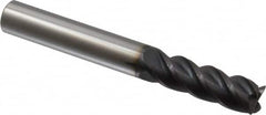 Accupro - 3/8", 4 Flute, Single End, Solid Carbide, 0.015" Corner Radius End Mill - 3" OAL, 40° Helix, Right Hand Flute, 1-1/8" LOC, Right Hand Cut - Benchmark Tooling