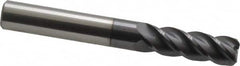 Accupro - 3/8", 4 Flute, Single End, Solid Carbide, 0.045" Corner Radius End Mill - 3" OAL, 40° Helix, Right Hand Flute, 1-1/8" LOC, Right Hand Cut - Benchmark Tooling