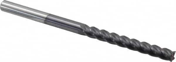 Accupro - 3/8", 4 Flute, Single End, Solid Carbide, 0.02" Corner Radius End Mill - 6" OAL, 40° Helix, Right Hand Flute, 3" LOC, Right Hand Cut - Benchmark Tooling