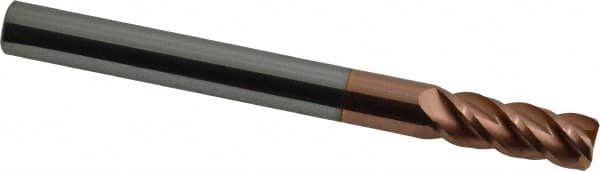 Accupro - 3/8", 4 Flute, Single End, Solid Carbide, 0.02" Corner Radius End Mill - 4" OAL, 40° Helix, Right Hand Flute, 1" LOC, Right Hand Cut - Benchmark Tooling