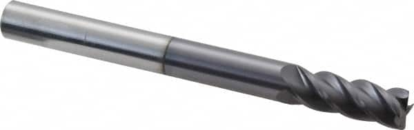 Accupro - 3/8", 4 Flute, Single End, Solid Carbide, 0.015" Corner Radius End Mill - 4" OAL, 40° Helix, Right Hand Flute, 1" LOC, Right Hand Cut - Benchmark Tooling