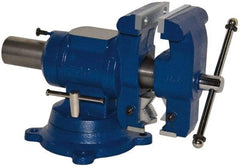 Yost Vises - 5-1/8" Jaw Width x 4, 4-1/2" (V-Jaw) Jaw Opening Capacity, 3-1/2" Throat Depth, Bench & Pipe Combination Vise - 23/32 to 3" Pipe Capacity, Swivel Base, Bolt Down Attachment, Cast Iron - Benchmark Tooling