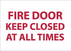 NMC - Fire Door - Keep Closed at All Times, Pressure Sensitive Vinyl Fire Sign - 14" Wide x 10" High, Glow-in-the-Dark - Benchmark Tooling