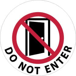 NMC - Do Not Enter, Anti-Skid Pressure-Sensitive Vinyl Floor Sign - Round, Black & Red on White, Adhesive Backed, For Security & Admittance - Benchmark Tooling