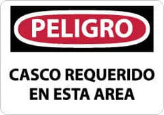 NMC - "Peligro - Casco Requerido en Esta Area", 10" Long x 14" Wide, Aluminum Safety Sign - Rectangle, 0.04" Thick, Use for Accident Prevention - Benchmark Tooling