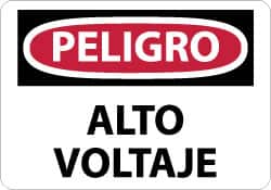 NMC - "Peligro - Alto Voltaje", 10" Long x 14" Wide, Aluminum Safety Sign - Rectangle, 0.04" Thick, Use for Workplace/Safety - Benchmark Tooling