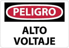 NMC - "Peligro - Alto Voltaje", 10" Long x 14" Wide, Aluminum Safety Sign - Rectangle, 0.04" Thick, Use for Workplace/Safety - Benchmark Tooling
