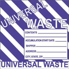 NMC - Hazardous Materials Label - Legend: Universal Waste, English, Black, White & Purple, 6" Long x 6" High, Sign Muscle Finish - Benchmark Tooling
