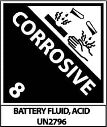 NMC - Corrosive 8 Battery Fluid, Acid Un2796 Shipping Label - 4-3/4" High x 4" Wide - Benchmark Tooling