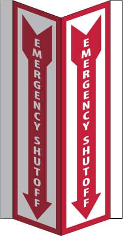 NMC - "Emergency Shut-Off", 16" Long x 8-3/4" Wide, Rigid Plastic Safety Sign - Rectangle, 0.125" Thick, Use for Accident Prevention - Benchmark Tooling